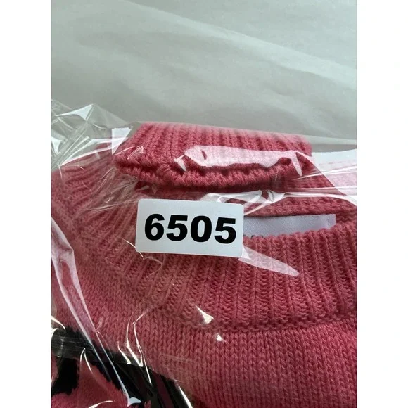 OXKNIT Crew Neck Knit Sweater Sz Large Pink Bulldog 100% Cotton Retro - Picture 8 of 8